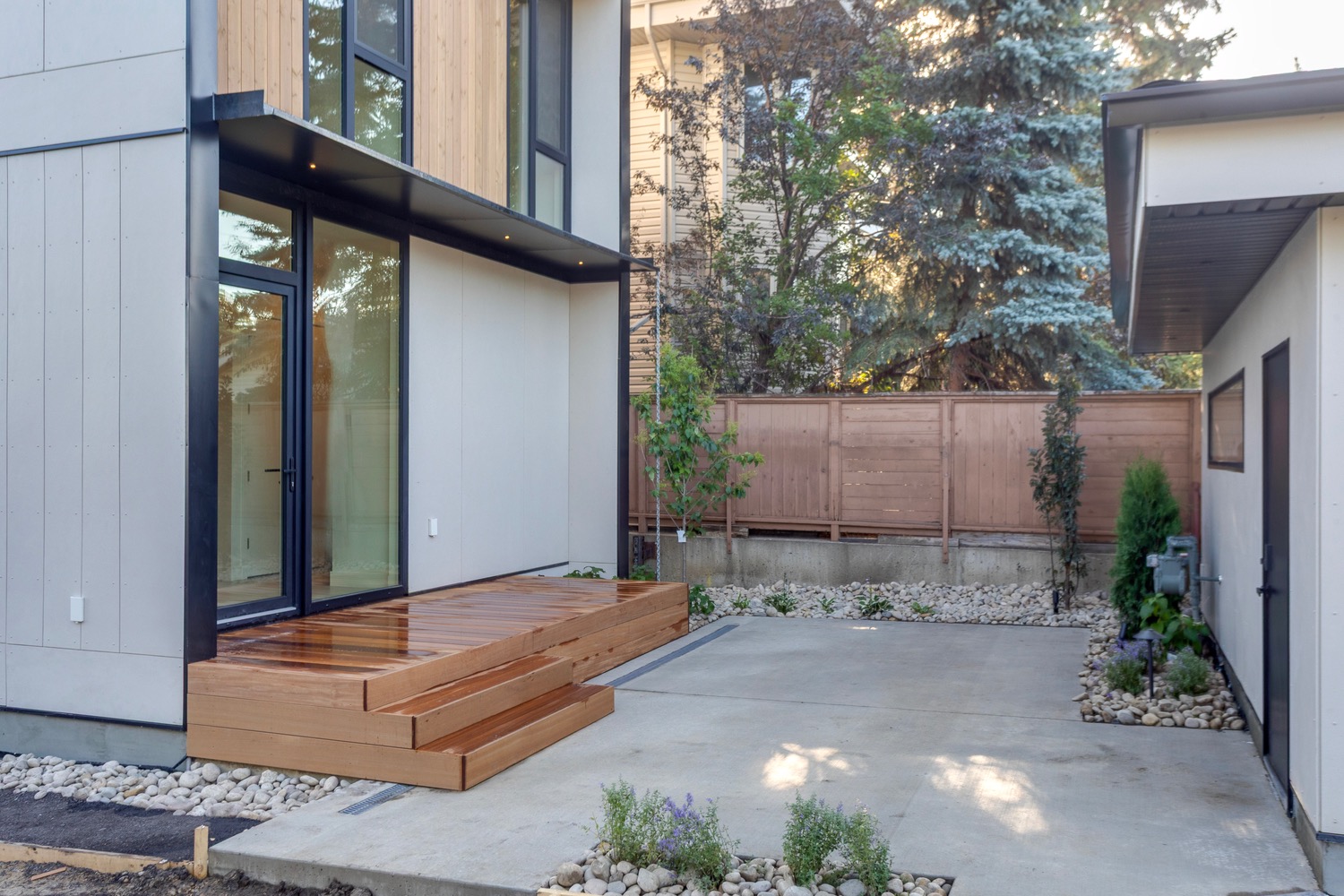Backyard of the Aspen in Strathearn with homes for sale by Holland and Associates Real Estate in Edmonton.